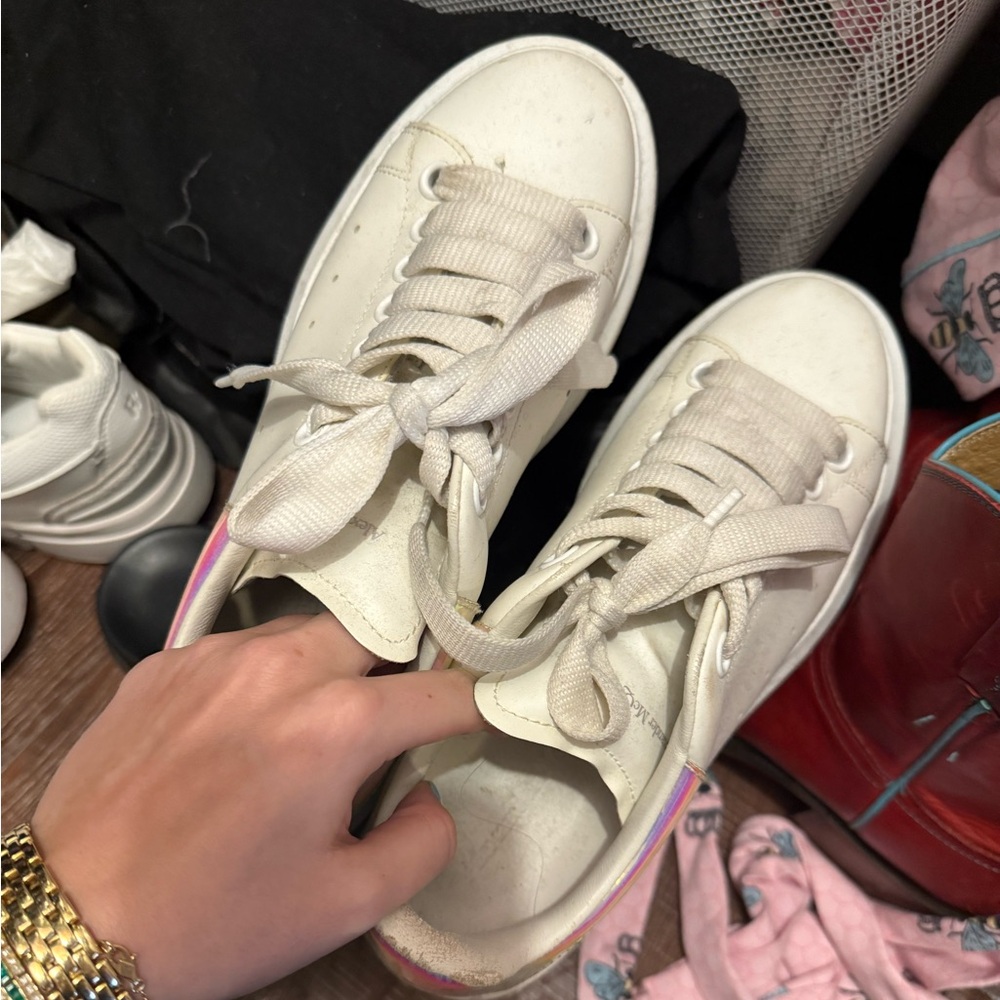 Alexander McQueen White Sneakers with Chunky Design Iridescent Back